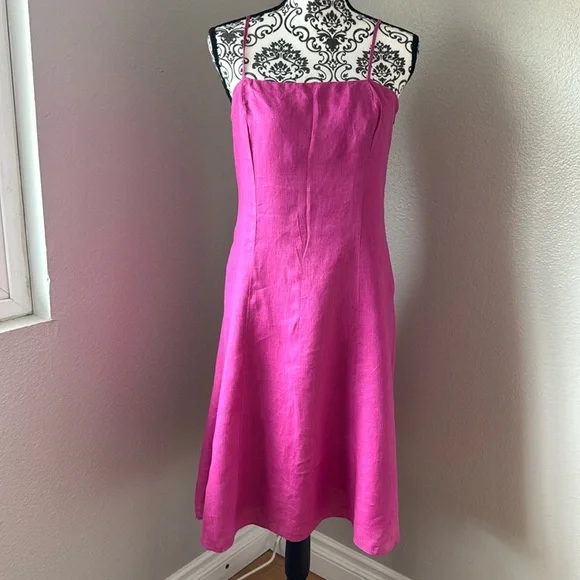 knee length dresses for ladies Ralph Lauren Polo Country White Linen Dress with Pink, Blue, Yellow, Green Embroidery. Front Pockets and Buttons On Back. Size 12